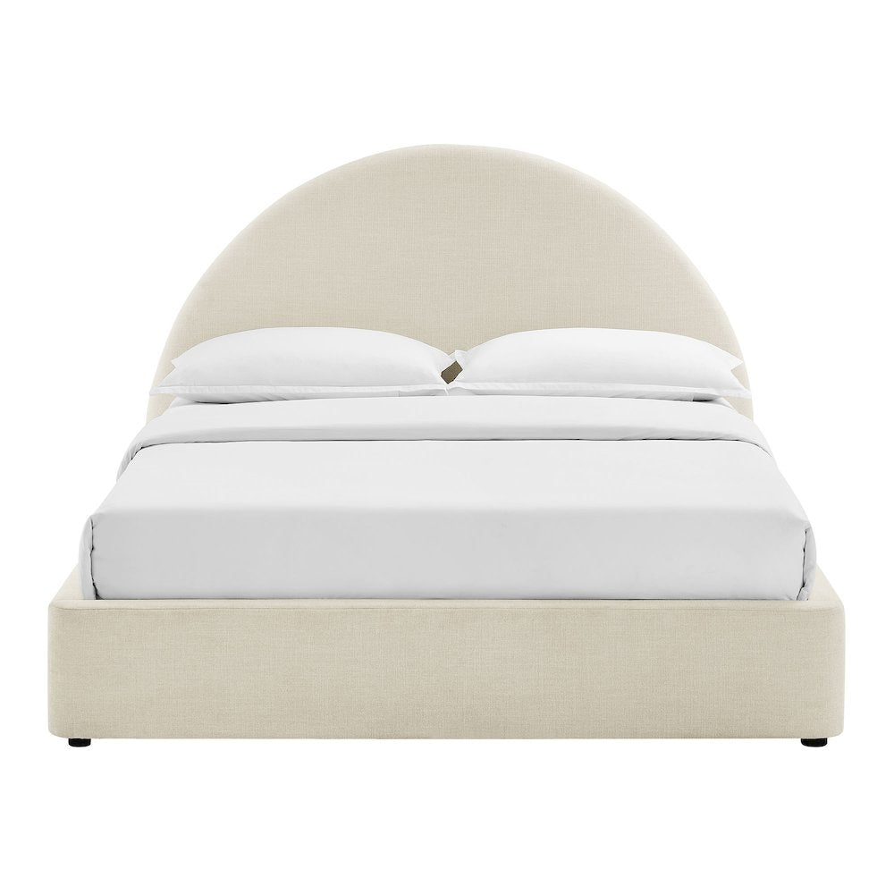 Resort Queen Arched Upholstered Fabric Storage Platform Bed Frame - Ecru
