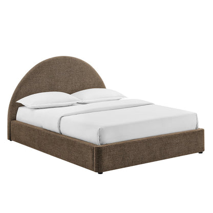 Resort Queen Arched Upholstered Fabric Storage Platform Bed Frame - Mocha
