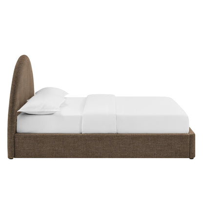 Resort Queen Arched Upholstered Fabric Storage Platform Bed Frame - Mocha