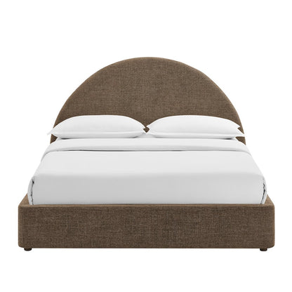 Resort Queen Arched Upholstered Fabric Storage Platform Bed Frame - Mocha
