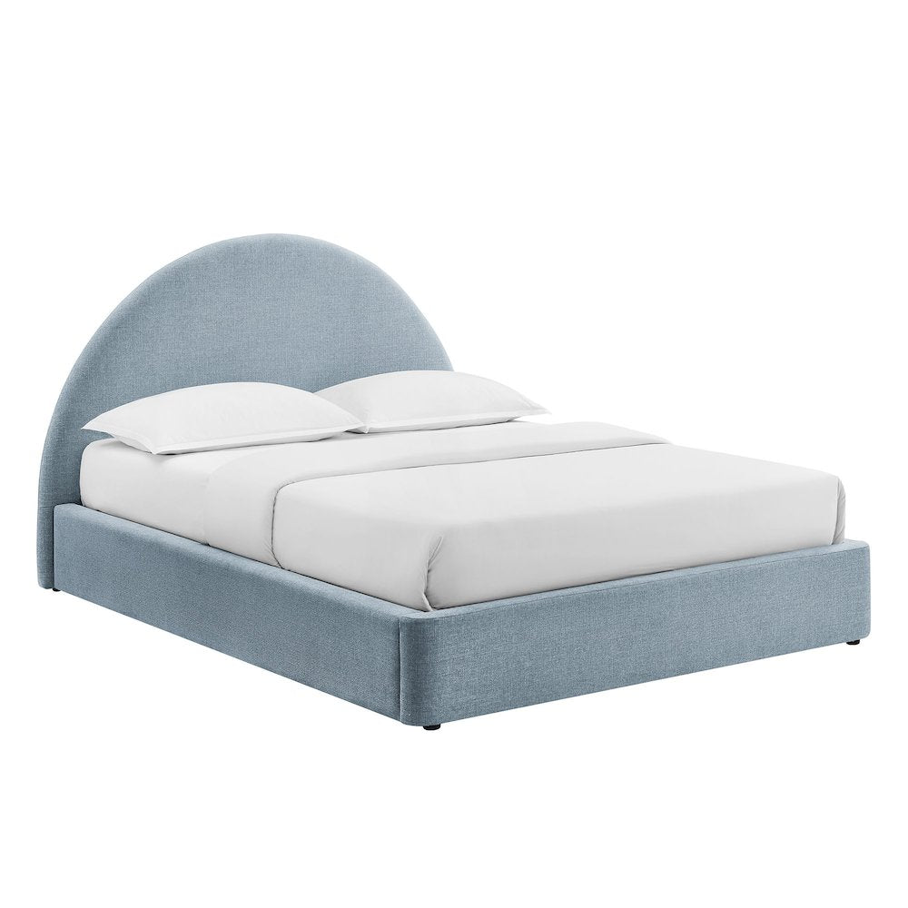 Resort Queen Arched Upholstered Fabric Storage Platform Bed Frame - Sky