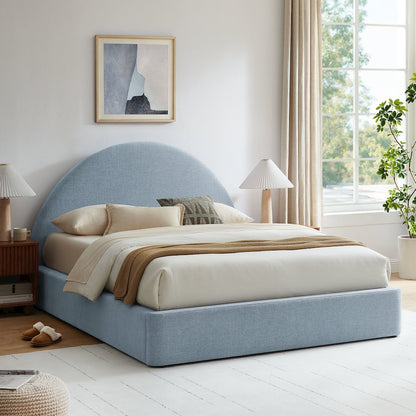 Resort Queen Arched Upholstered Fabric Storage Platform Bed Frame - Sky