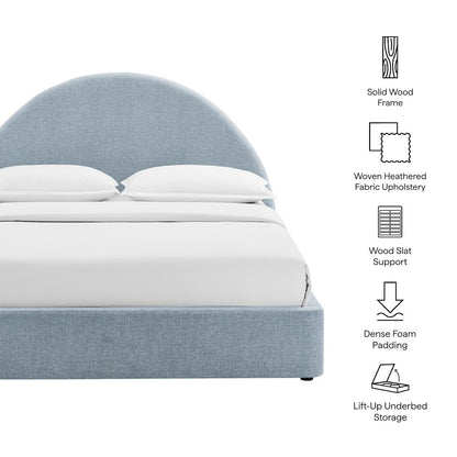 Resort Queen Arched Upholstered Fabric Storage Platform Bed Frame - Sky
