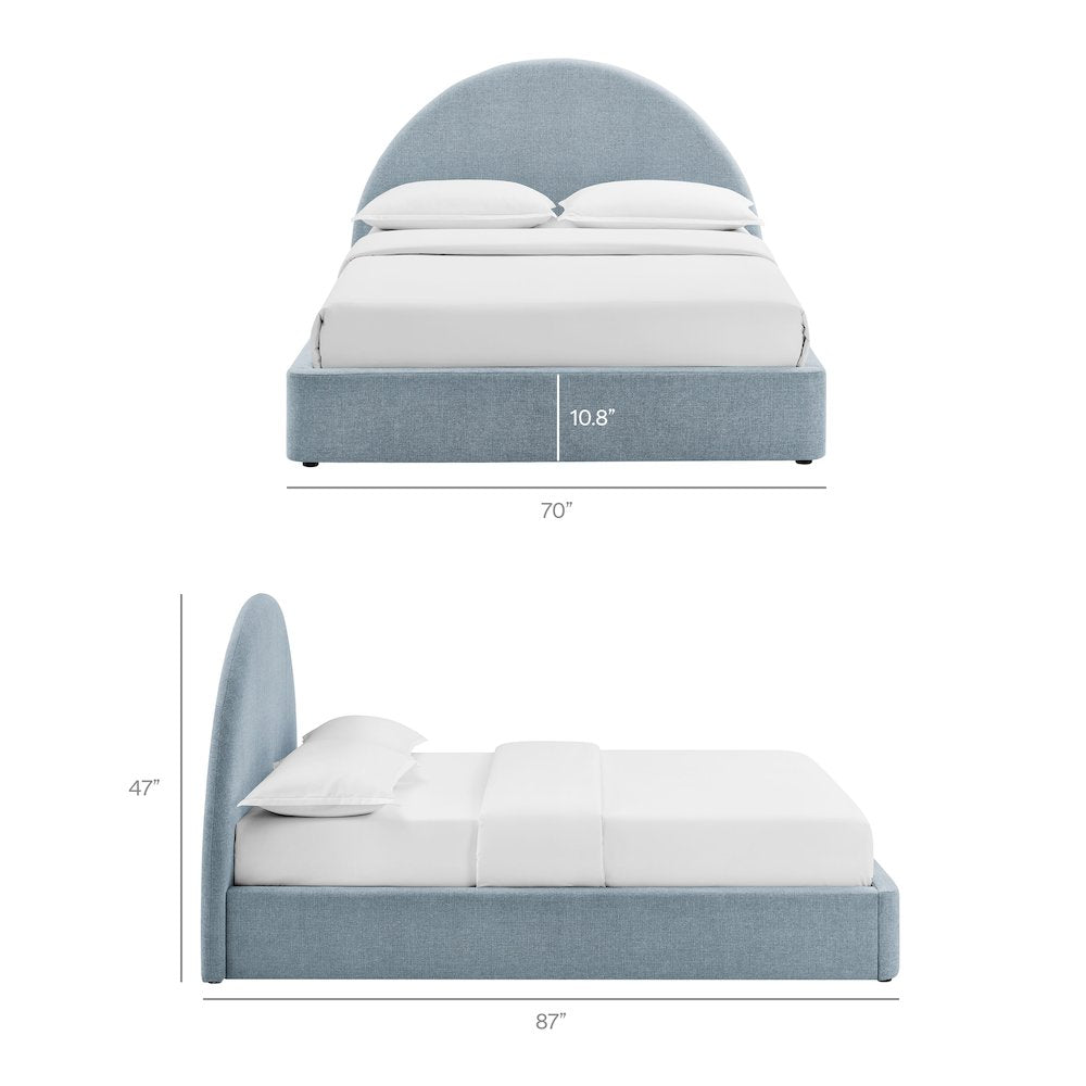 Resort Queen Arched Upholstered Fabric Storage Platform Bed Frame - Sky