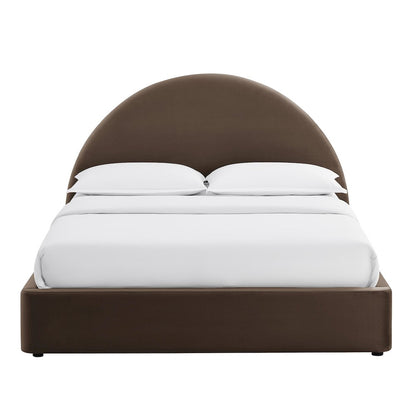 Resort King Arched Performance Velvet Storage Platform Bed - Chocolate Brown
