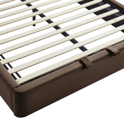 Resort King Arched Performance Velvet Storage Platform Bed - Chocolate Brown