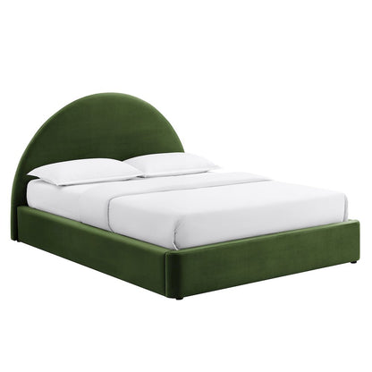 Resort King Arched Performance Velvet Storage Platform Bed - Moss Green