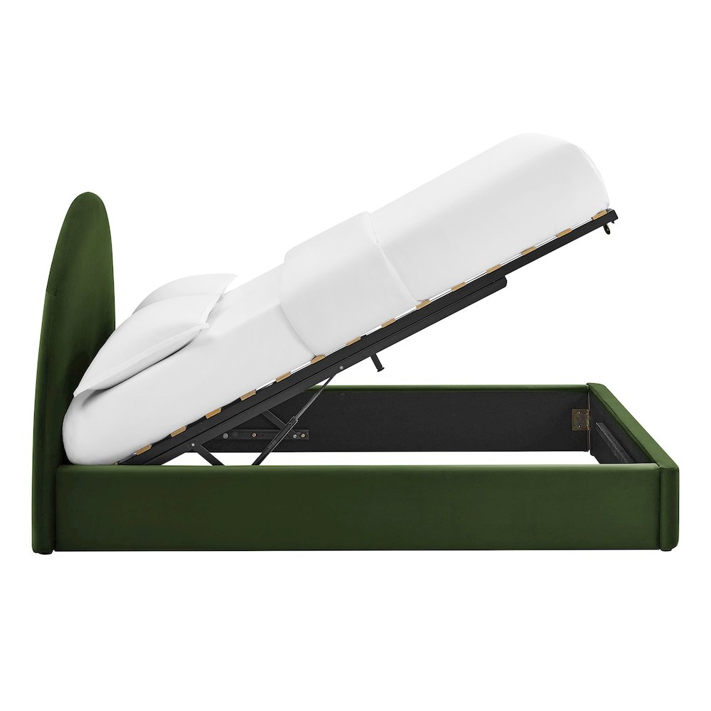 Resort King Arched Performance Velvet Storage Platform Bed - Moss Green