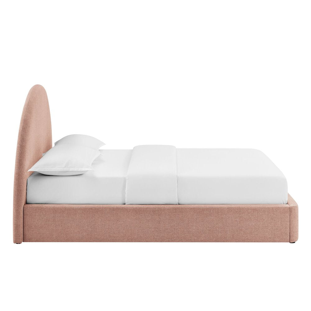 Resort King Arched Upholstered Fabric Storage Platform Bed Frame - Blush