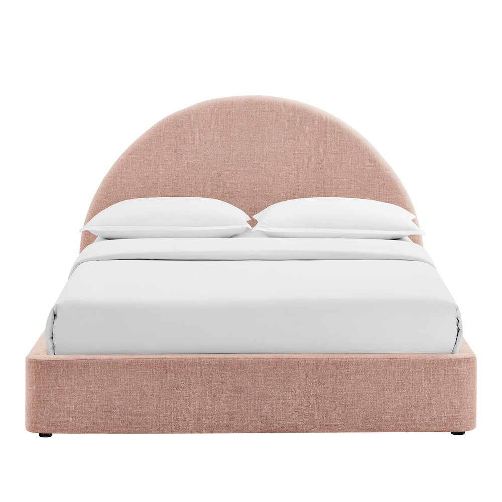 Resort King Arched Upholstered Fabric Storage Platform Bed Frame - Blush