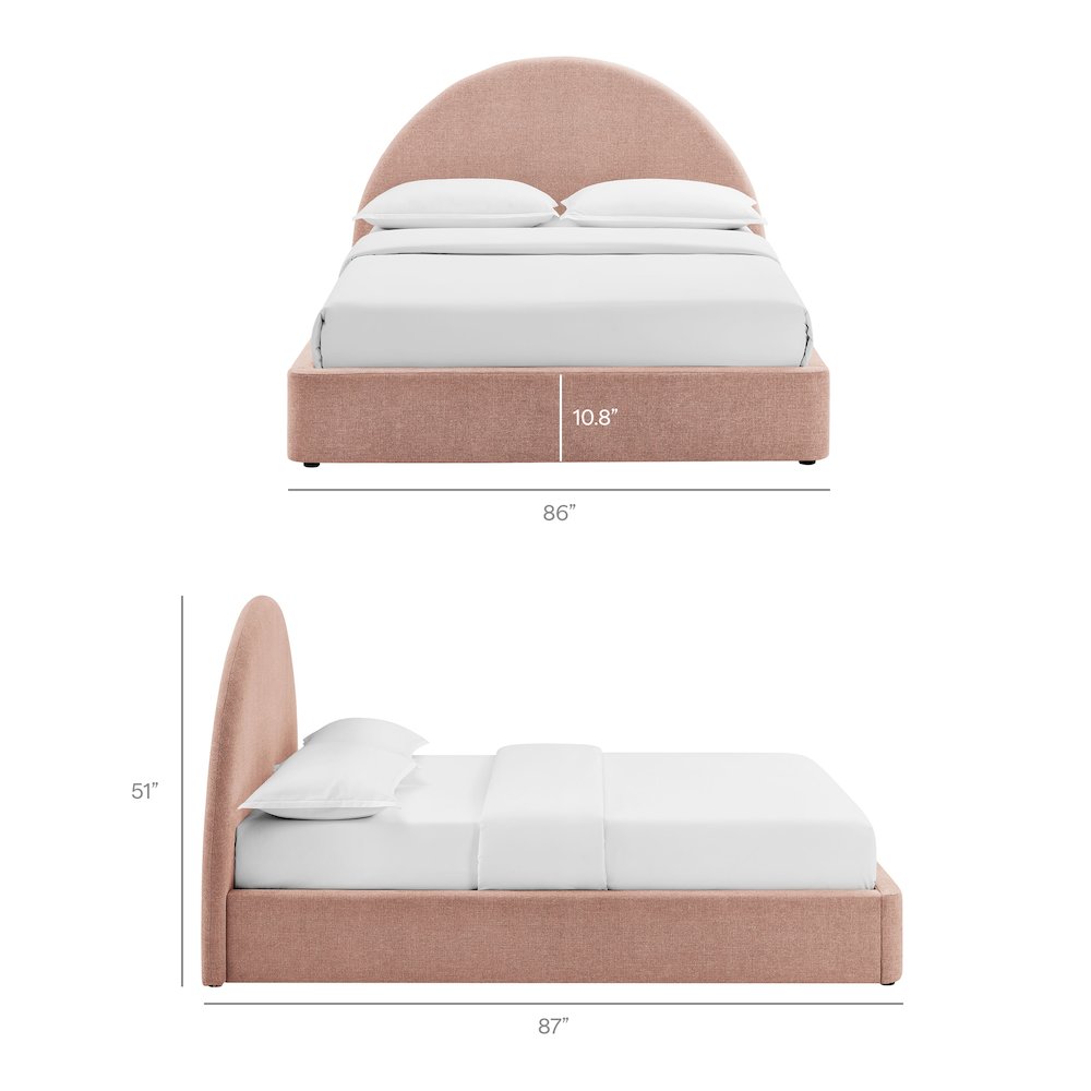Resort King Arched Upholstered Fabric Storage Platform Bed Frame - Blush