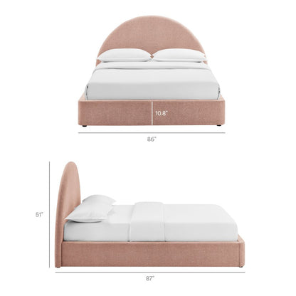 Resort King Arched Upholstered Fabric Storage Platform Bed Frame - Blush