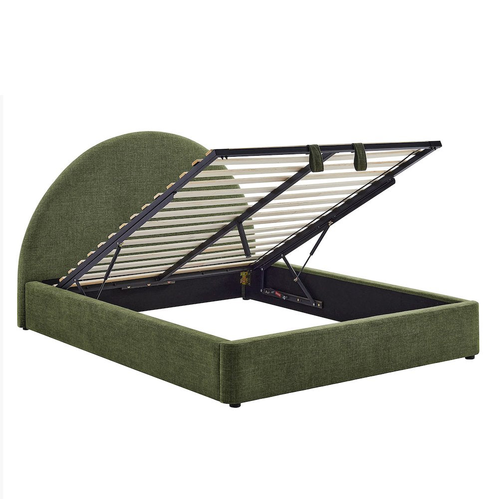 Resort King Arched Upholstered Fabric Storage Platform Bed Frame - Foliage