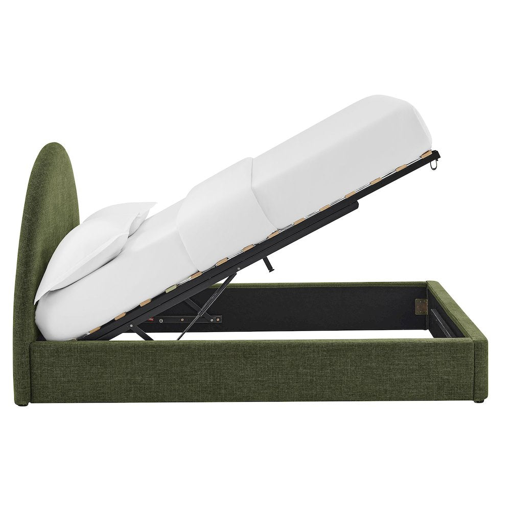 Resort King Arched Upholstered Fabric Storage Platform Bed Frame - Foliage