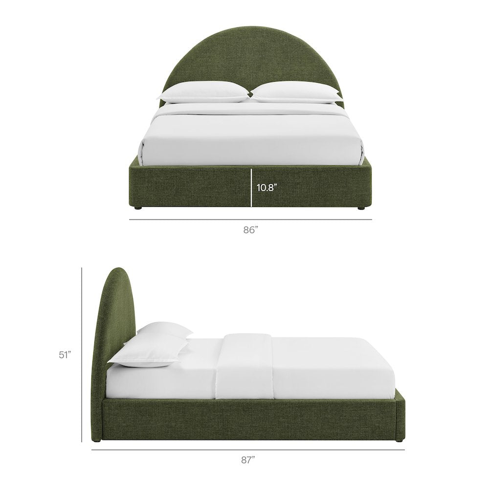 Resort King Arched Upholstered Fabric Storage Platform Bed Frame - Foliage