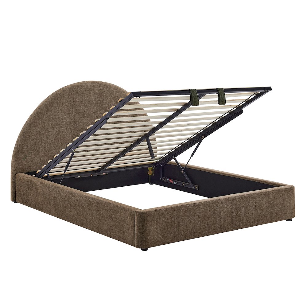 Resort King Arched Upholstered Fabric Storage Platform Bed Frame - Mocha