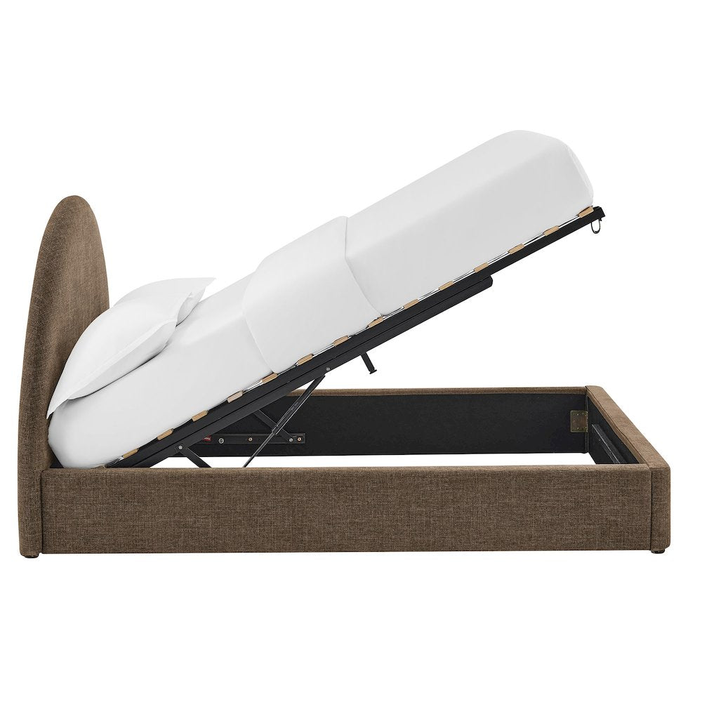 Resort King Arched Upholstered Fabric Storage Platform Bed Frame - Mocha