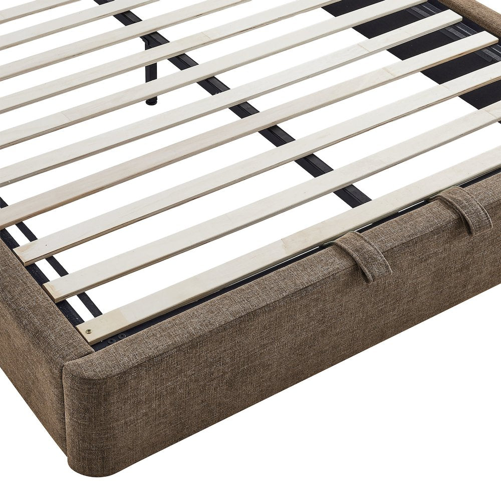 Resort King Arched Upholstered Fabric Storage Platform Bed Frame - Mocha