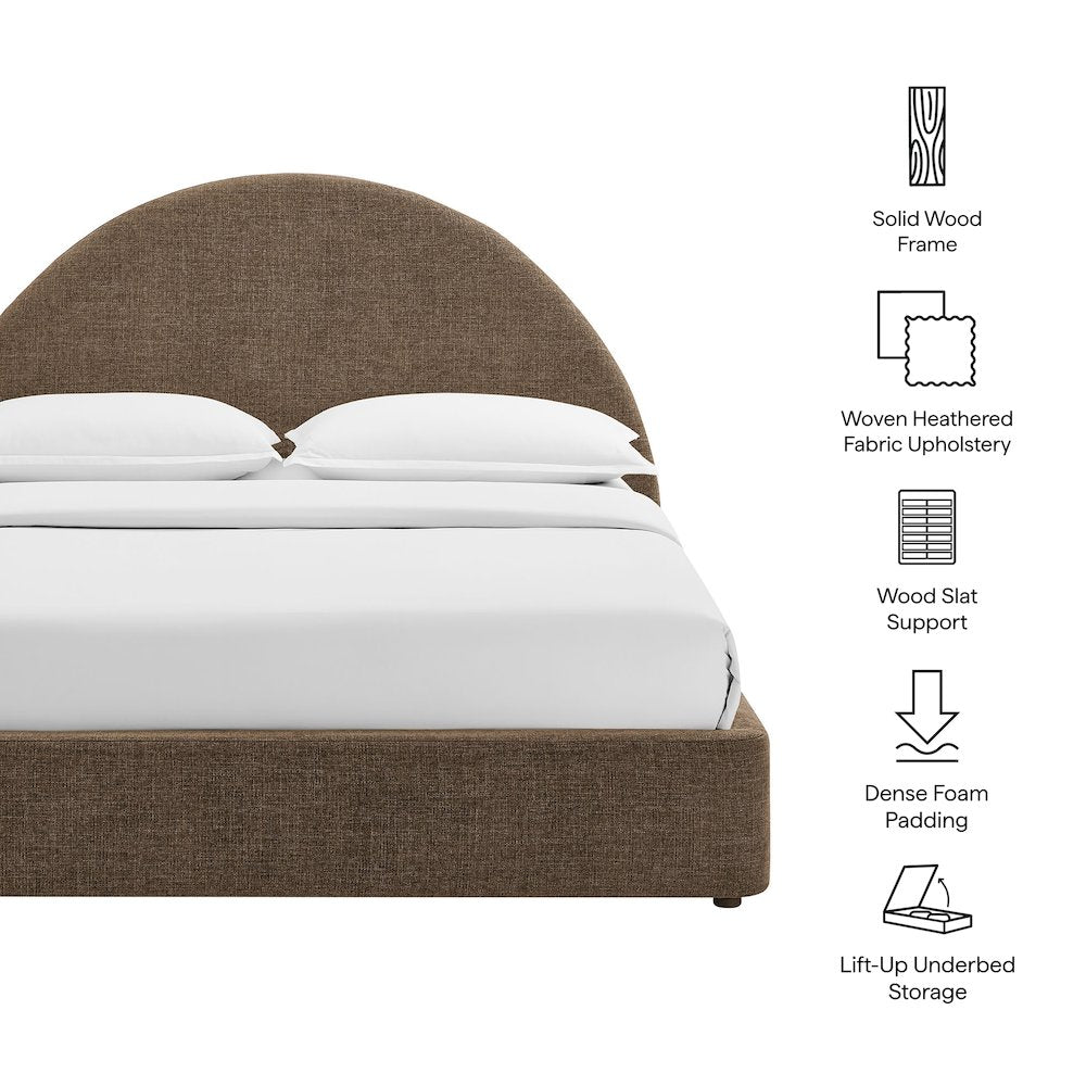 Resort King Arched Upholstered Fabric Storage Platform Bed Frame - Mocha