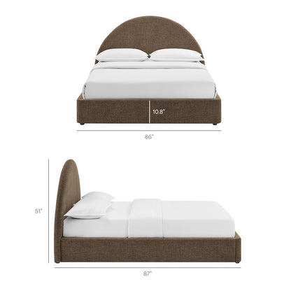 Resort King Arched Upholstered Fabric Storage Platform Bed Frame - Mocha