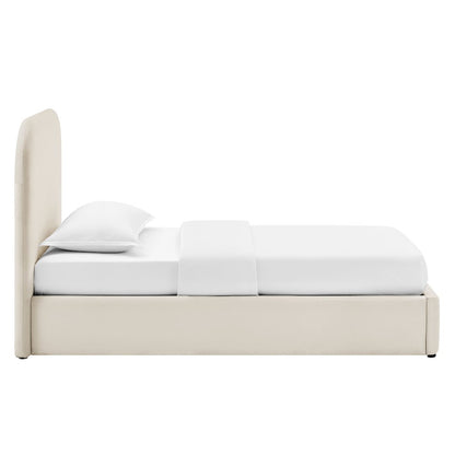 Keynote Twin Performance Velvet Storage Platform Bed Frame - Alabaster