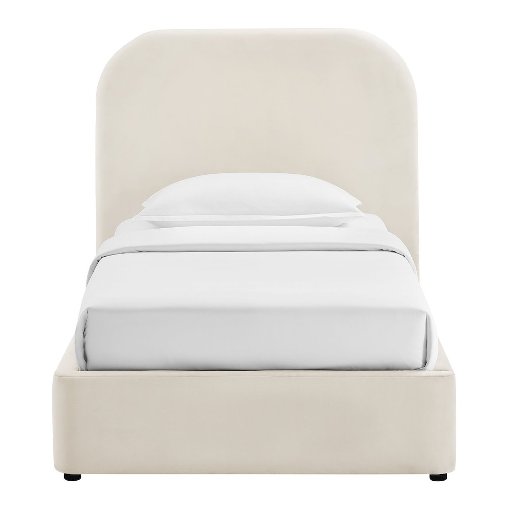 Keynote Twin Performance Velvet Storage Platform Bed Frame - Alabaster