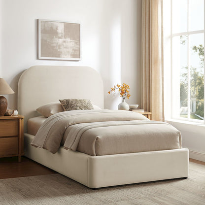 Keynote Twin Performance Velvet Storage Platform Bed Frame - Alabaster