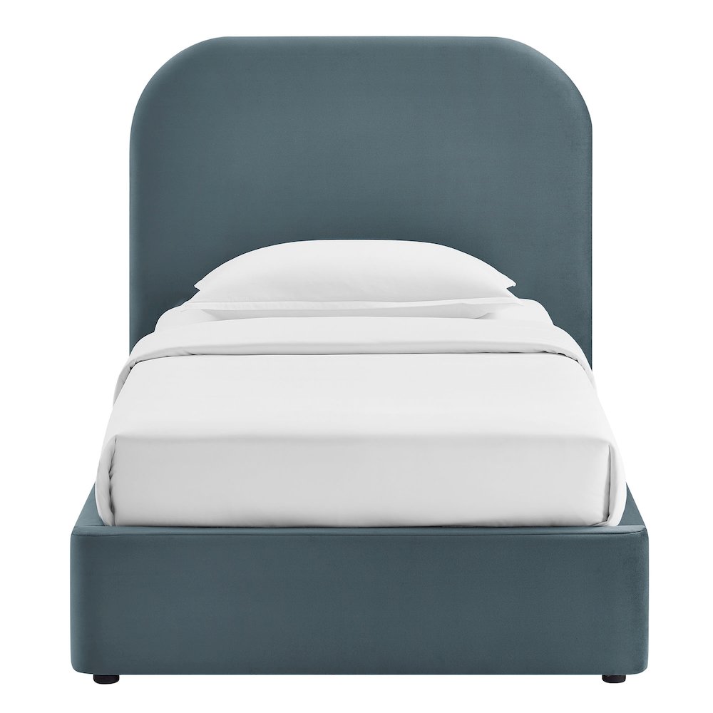 Keynote Twin Performance Velvet Storage Platform Bed Frame - Cadet Blue