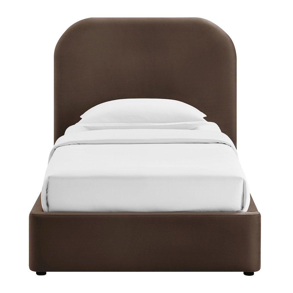 Keynote Twin Performance Velvet Storage Platform Bed Frame - Chocolate Brown