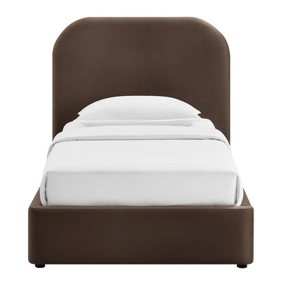Keynote Twin Performance Velvet Storage Platform Bed Frame - Chocolate Brown