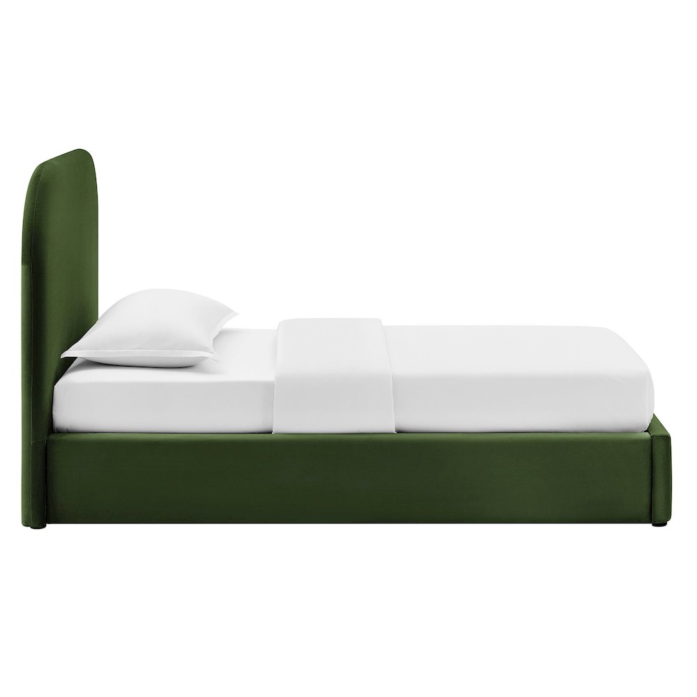Keynote Twin Performance Velvet Storage Platform Bed Frame - Moss Green
