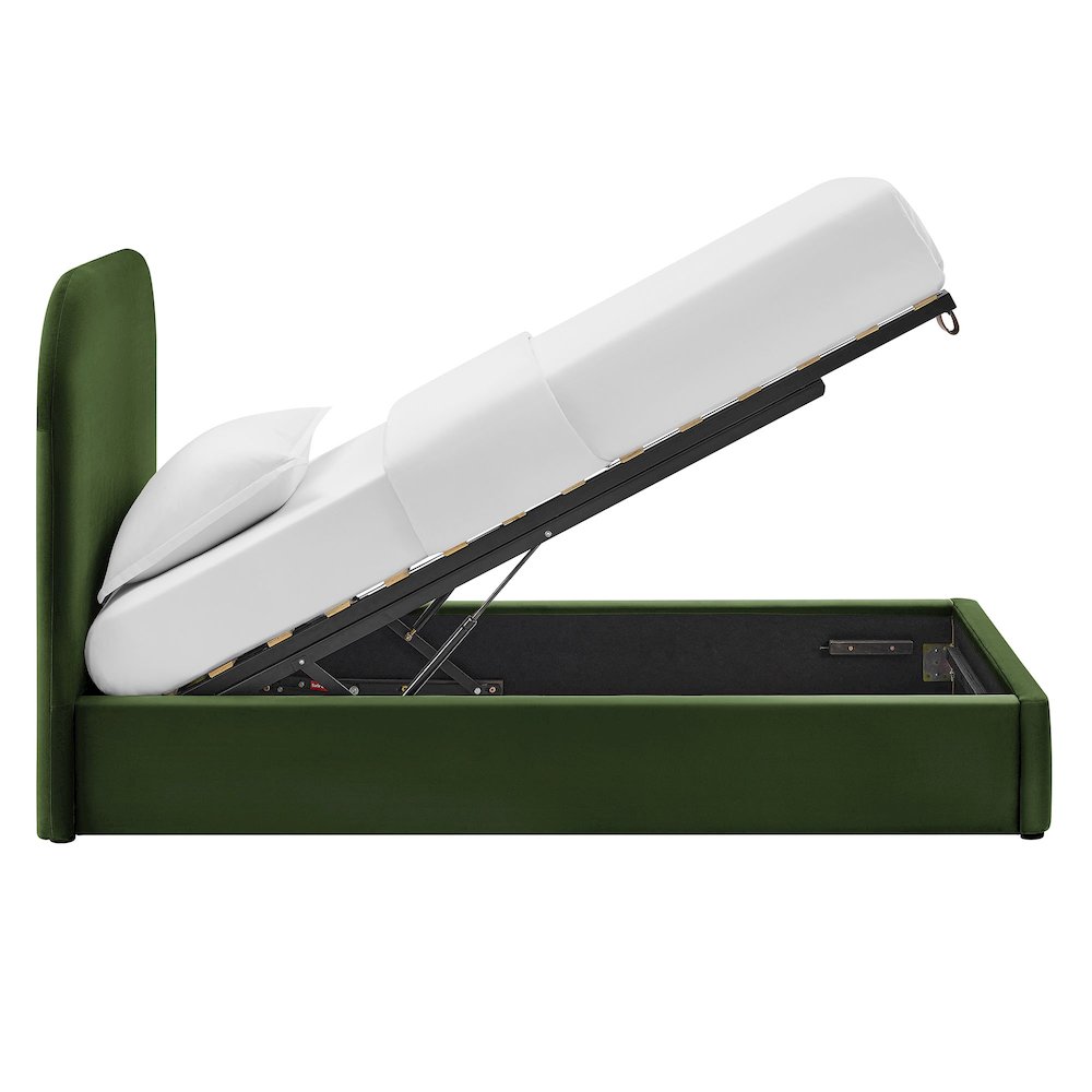 Keynote Twin Performance Velvet Storage Platform Bed Frame - Moss Green