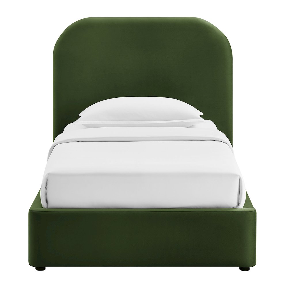 Keynote Twin Performance Velvet Storage Platform Bed Frame - Moss Green