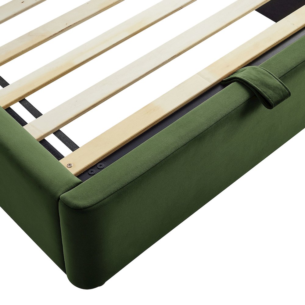 Keynote Twin Performance Velvet Storage Platform Bed Frame - Moss Green