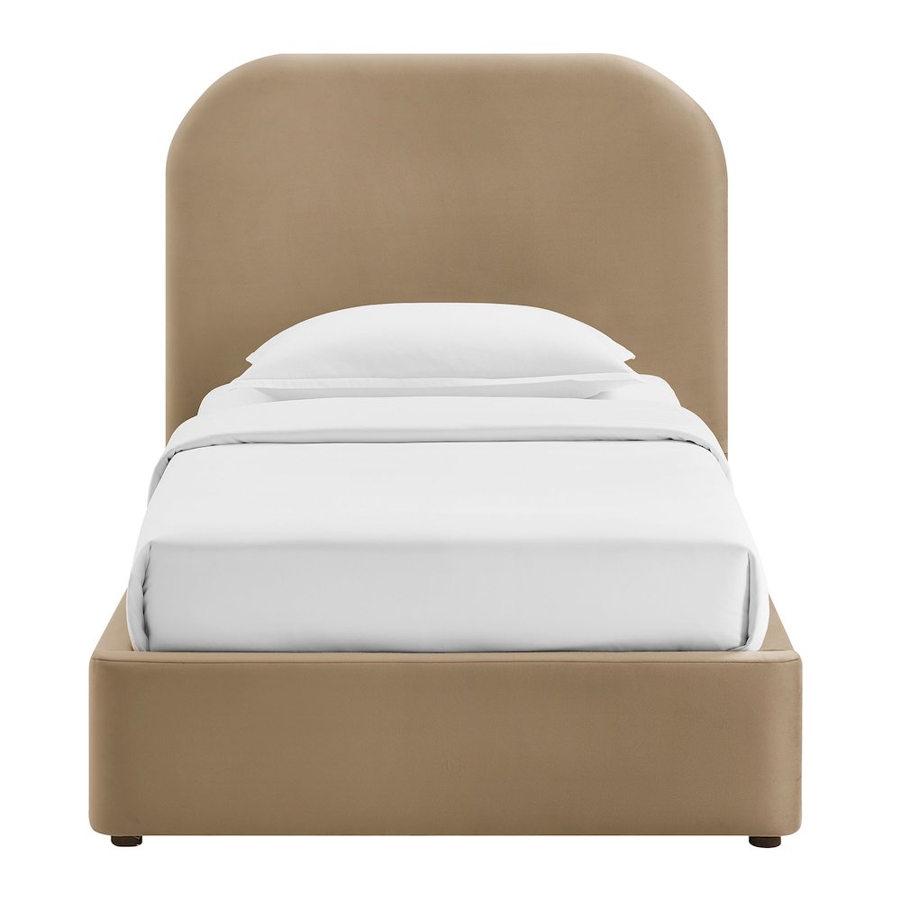 Keynote Twin Performance Velvet Storage Platform Bed Frame - Taupe