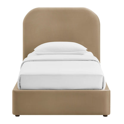 Keynote Twin Performance Velvet Storage Platform Bed Frame - Taupe