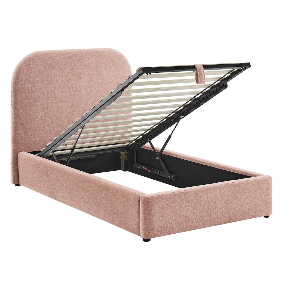 Keynote Twin Fabric Upholstered Storage Platform Bed Frame - Blush