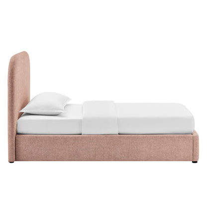 Keynote Twin Fabric Upholstered Storage Platform Bed Frame - Blush