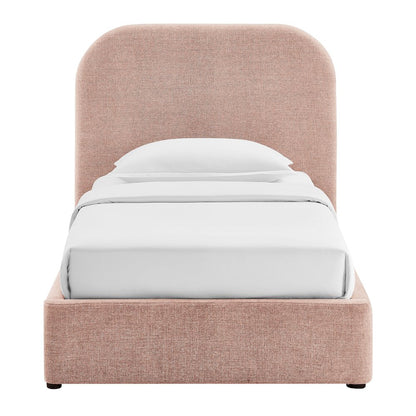 Keynote Twin Fabric Upholstered Storage Platform Bed Frame - Blush