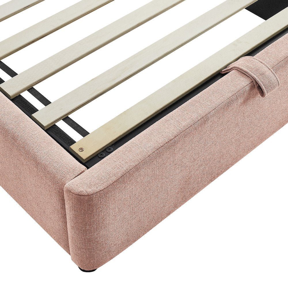 Keynote Twin Fabric Upholstered Storage Platform Bed Frame - Blush