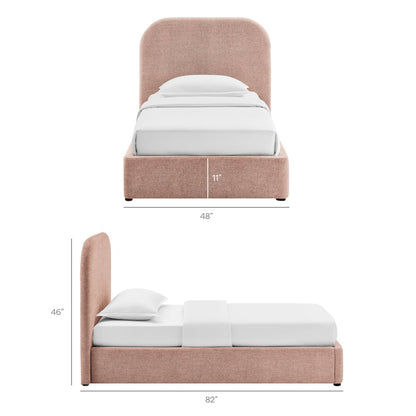 Keynote Twin Fabric Upholstered Storage Platform Bed Frame - Blush