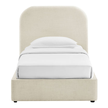 Keynote Twin Fabric Upholstered Storage Platform Bed Frame - Ecru