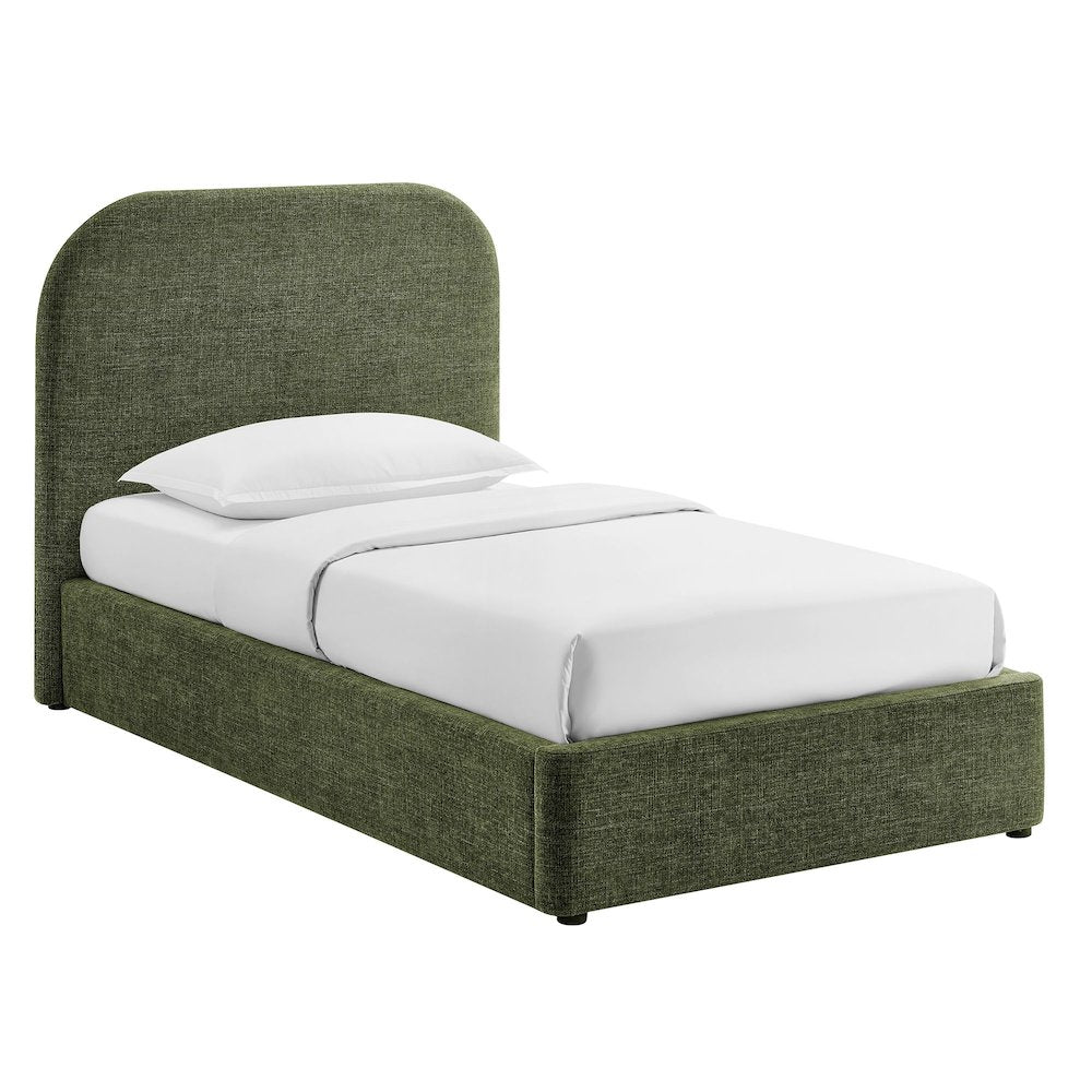 Keynote Twin Fabric Upholstered Storage Platform Bed Frame - Foliage
