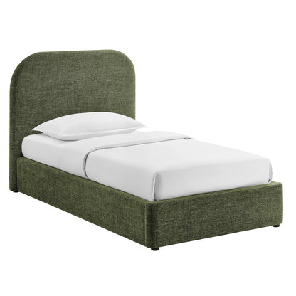 Keynote Twin Fabric Upholstered Storage Platform Bed Frame - Foliage
