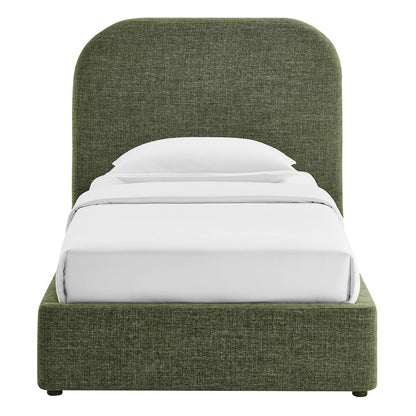 Keynote Twin Fabric Upholstered Storage Platform Bed Frame - Foliage