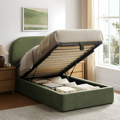 Keynote Twin Fabric Upholstered Storage Platform Bed Frame - Foliage
