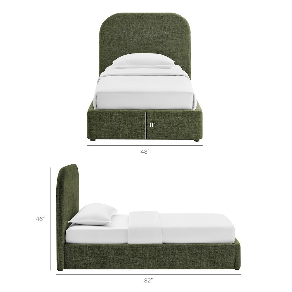 Keynote Twin Fabric Upholstered Storage Platform Bed Frame - Foliage