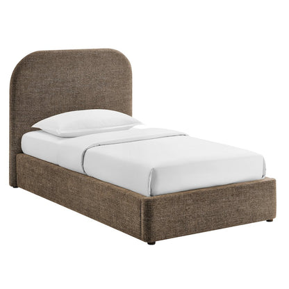 Keynote Twin Fabric Upholstered Storage Platform Bed Frame - Mocha