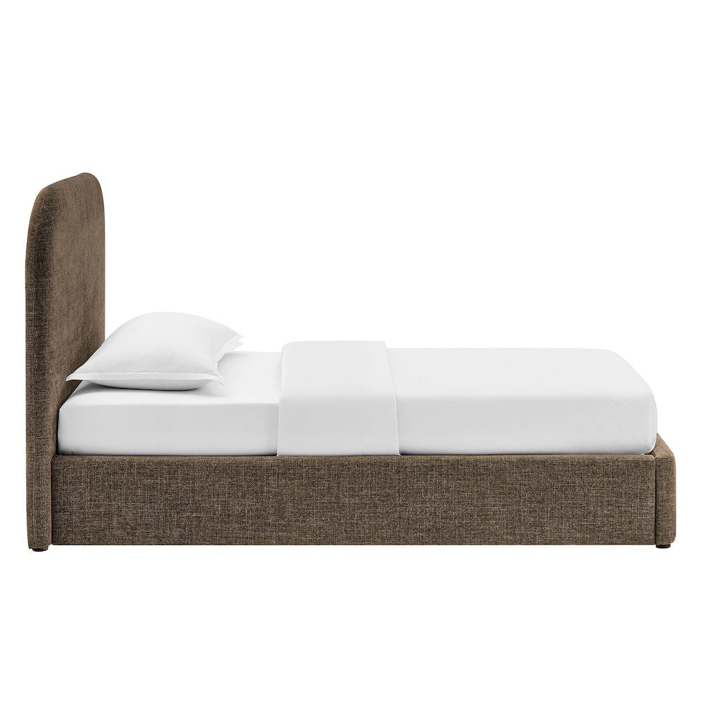 Keynote Twin Fabric Upholstered Storage Platform Bed Frame - Mocha