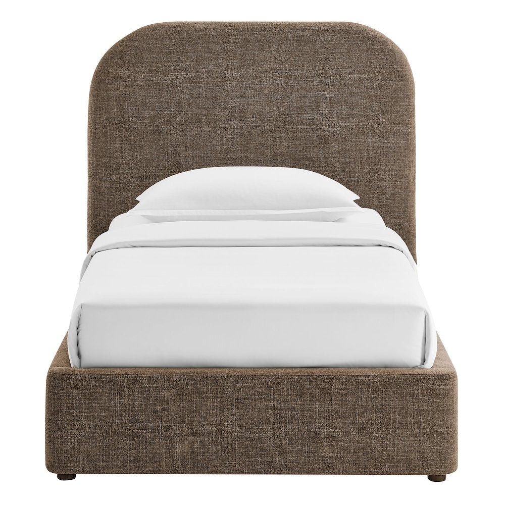 Keynote Twin Fabric Upholstered Storage Platform Bed Frame - Mocha